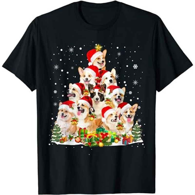 Funny Corgi christmas tree lights funny xmas santa hat dog  T-Shirt, Sweatshirt, Hoodie - 34922.jpg