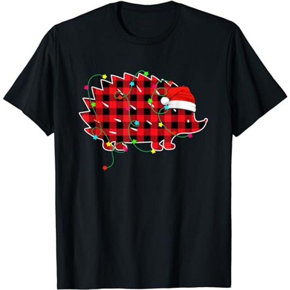 Funny Hedgehog Christmas Tree Red Plaid Xmas Animals Lover  T-Shirt, Sweatshirt, Hoodie - 34944.jpg