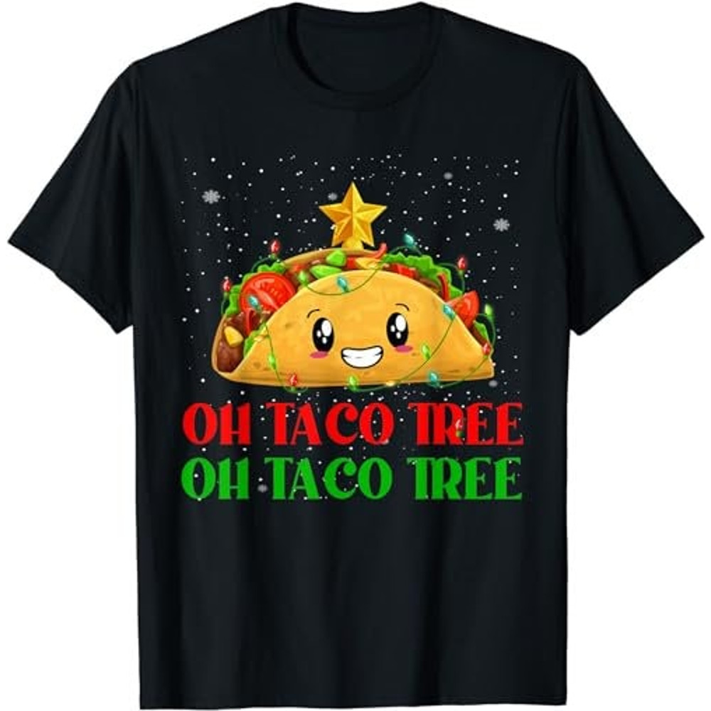 Funny Oh Taco Tree Mexican Tacos Christmas Tree Lights Xmas T-Shirt, Sweatshirt, Hoodie - 34956.jpg