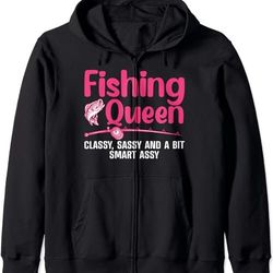 funny fishing queen design for women ladies fishing lovers zip hoodie t-shirt, sweatshirt, hoodie - 45999