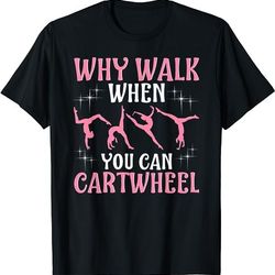 girls' cool cartwheel gymnastics  - black classic fit short sleeve cotton-polyester t-shirt, sweatshirt, hoodie - 23452