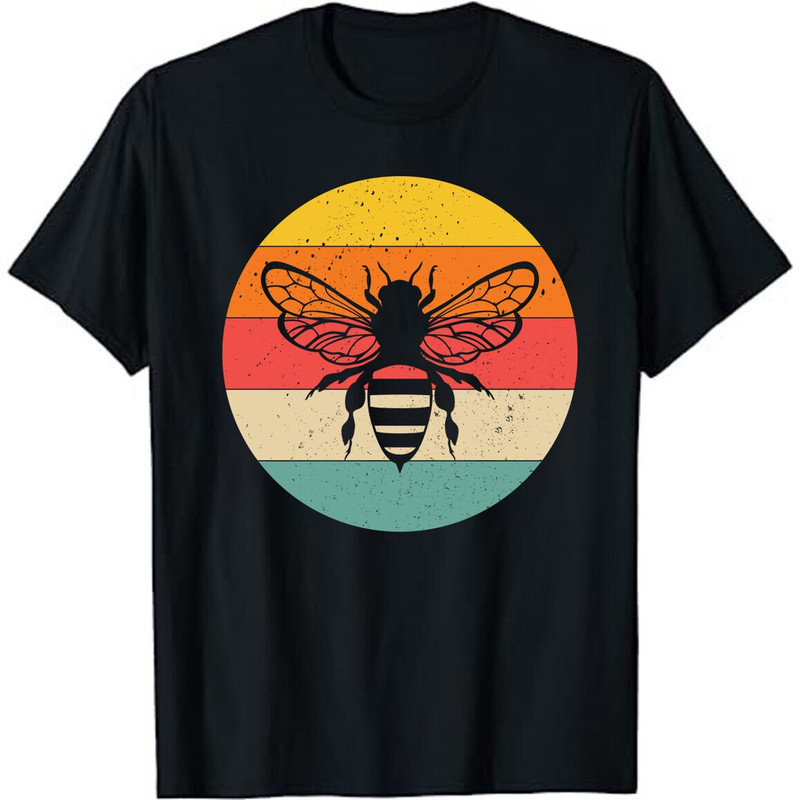 Bee Retro Vintage 60s 70s Sunset Insect Beekeeper Beekeeping Unisex T-Shirt.jpg