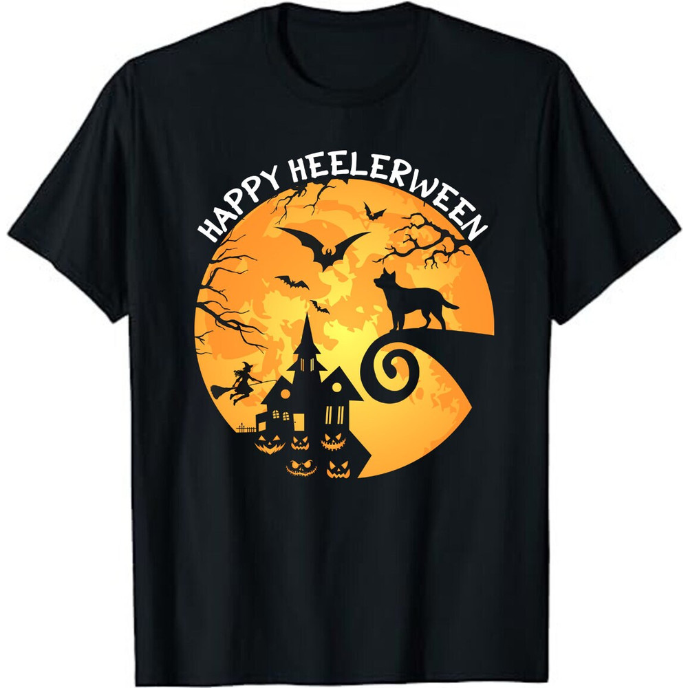 Australian Cattle Dog Full Moon Unisex T-Shirt - Red or Blue Heeler Halloween Shirt, Cute Halloween Costume Idea, Heeler Mom or Dad.jpg