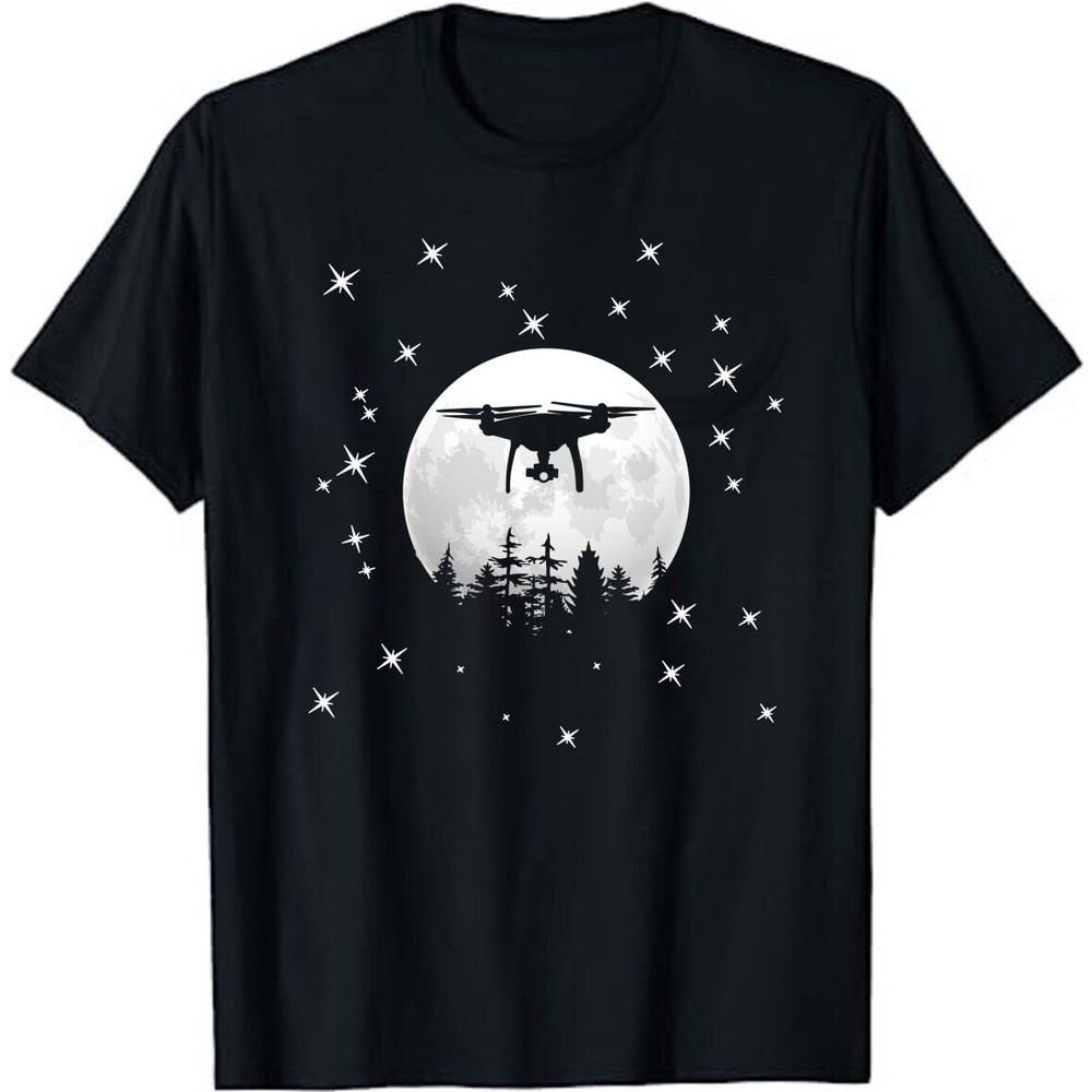 Drone Pilot -Full Moon - Drone Quadcopter Unisex T-Shirt - Drone Pilot Shirt, Drone Shirt, Aerial Photography Gift, Quadcopter Drone TShirt.jpg