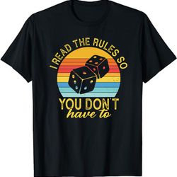 funny i read the rules so you don't have to board game gift t-shirt, dungeons and dragons ,retro geeky tee, board games