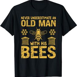 never underestimate an old man with his bees unisex t-shirt - bee dad shirt, beekeeping father's day gift, fathers day h