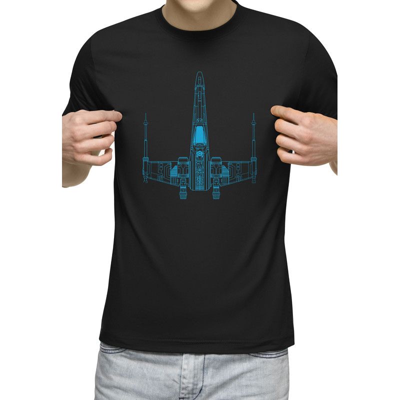 X-WING FIGHTER Sketch T-Shirt Men's Nerd Geek Space Shirt Star Wars.jpg