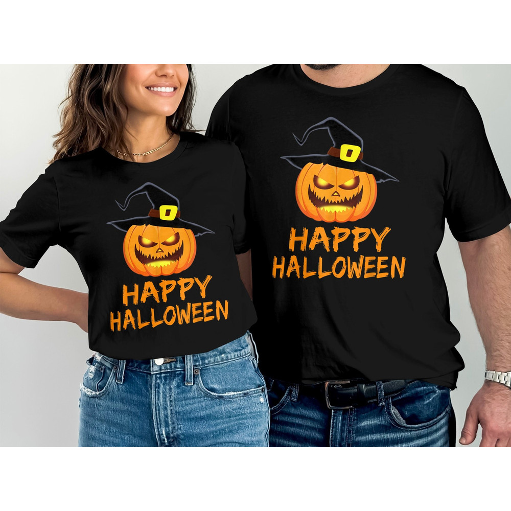 Pumpkin with Hat - Happy Halloween Costume Women Men Children T-Shirt Funny Halloween Gift.jpg