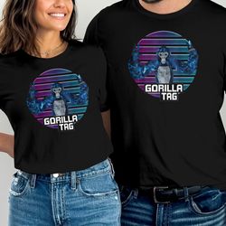 retro gorilla tag t-shirt, ladies unisex crewneck shirt, animal lover gift, animal print shirt, funny t-shirt, fashion t