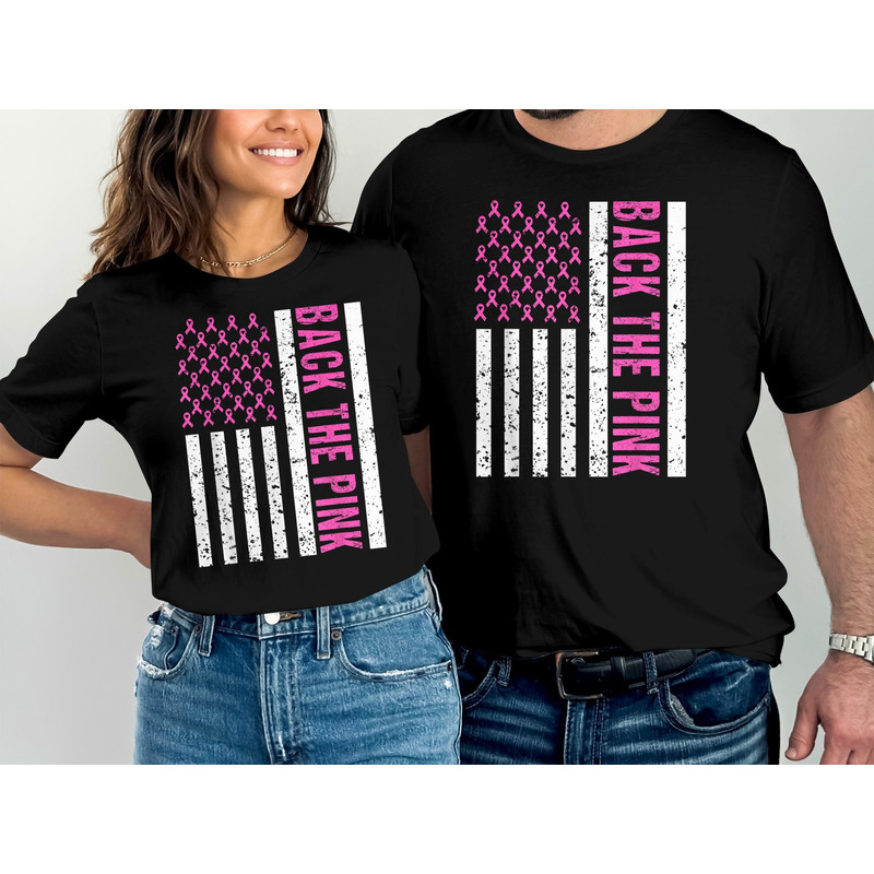 Pink Breast Cancer Awareness Flag T-Shirt,Breast Cancer Support,Cancer Survivor Gift,October Pink Awareness Shirt,Hope Courage Strength.jpg