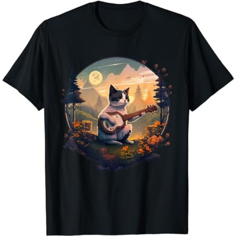 Cottagecore Aesthetic - Cat Playing Guitar - Camping Gift  T-Shirt, Sweatshirt, Hoodie - 43172.jpg