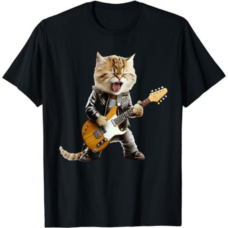 Funny Guitar Cat - Rock Cat Playing Guitar Rock kitty gifts T-Shirt, Sweatshirt, Hoodie - 43261.jpg