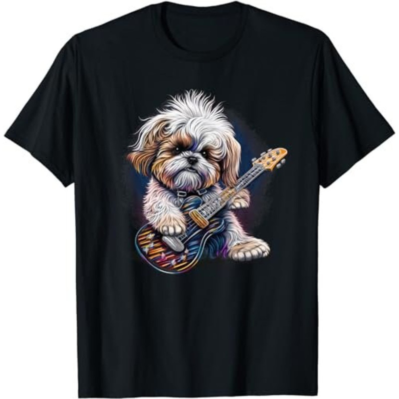 Shih Tzu dog Playing Electric Guitar Rock T-Shirt, Sweatshirt, Hoodie - 43755.jpg