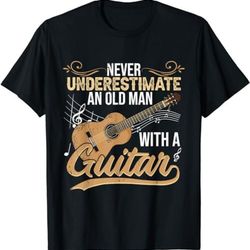 never underestimate an old man with a guitar t-shirt, sweatshirt, hoodie - 43609