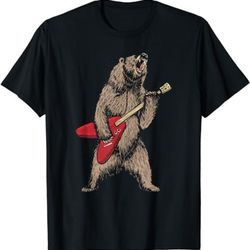 roaring grizzly bear sweet 80s electric guitar graphic t-shirt, sweatshirt, hoodie - 43685