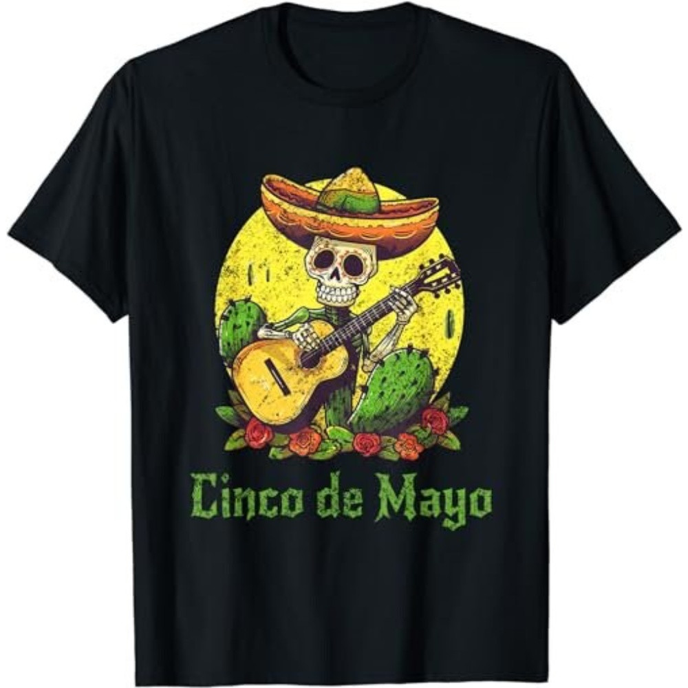 Happy Cinco de Mayo Skeleton Skull Sombrero Guitar Cactus  T-Shirt, Sweatshirt, Hoodie - 43435.jpg