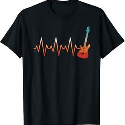retro electric guitar heartbeat guitarist rock music band t-shirt, sweatshirt, hoodie - 43668