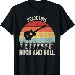 retro peace love rock and roll shirt music guitar vintage t-shirt, sweatshirt, hoodie - 43674