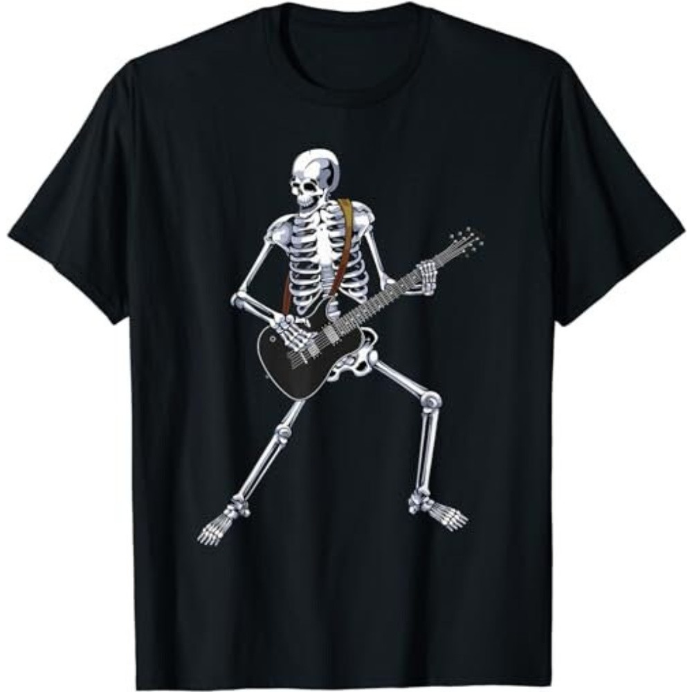 Happy Skeleton Acoustic Guitar Guy Spooky Rock Concert Band  T-Shirt, Sweatshirt, Hoodie - 43436.jpg