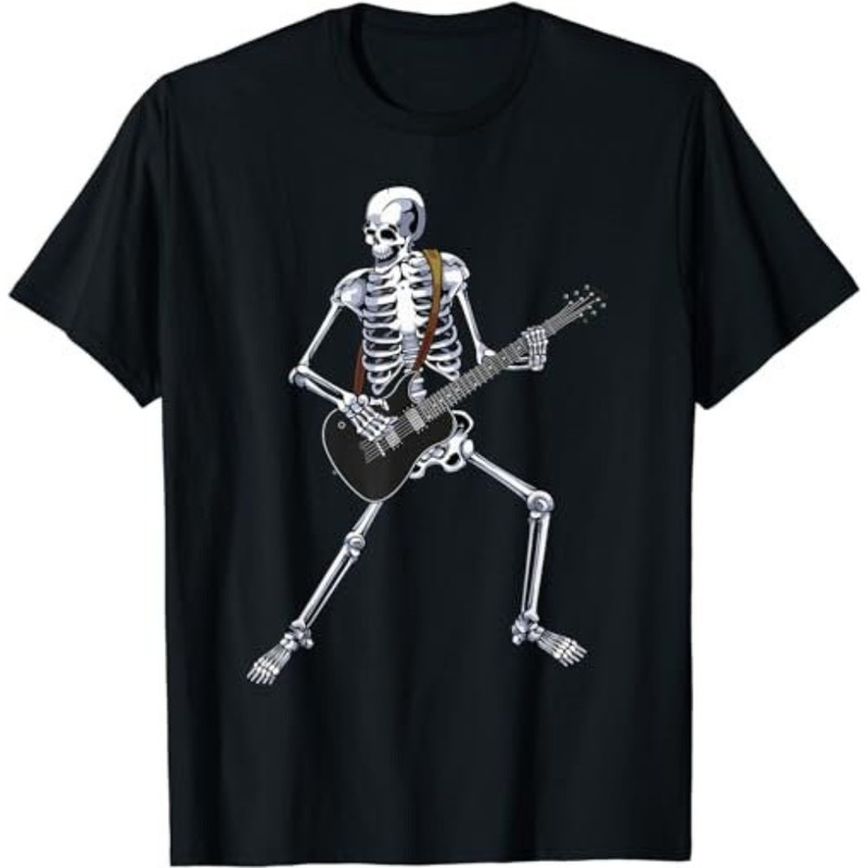 Happy Skeleton Acoustic Guitar Guy Spooky Rock Concert Band  T-Shirt, Sweatshirt, Hoodie - 43436.jpg