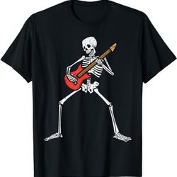 halloween skeleton rocker guitar punk rock costume men women  t-shirt, sweatshirt, hoodie - 43433