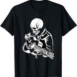 halloween skeleton playing guitar - rock and roll band tees  (1) t-shirt, sweatshirt, hoodie - 43429