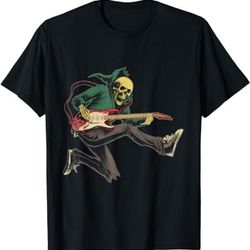 halloween skeleton playing guitar - rock and roll band tees  (2) t-shirt, sweatshirt, hoodie - 43428