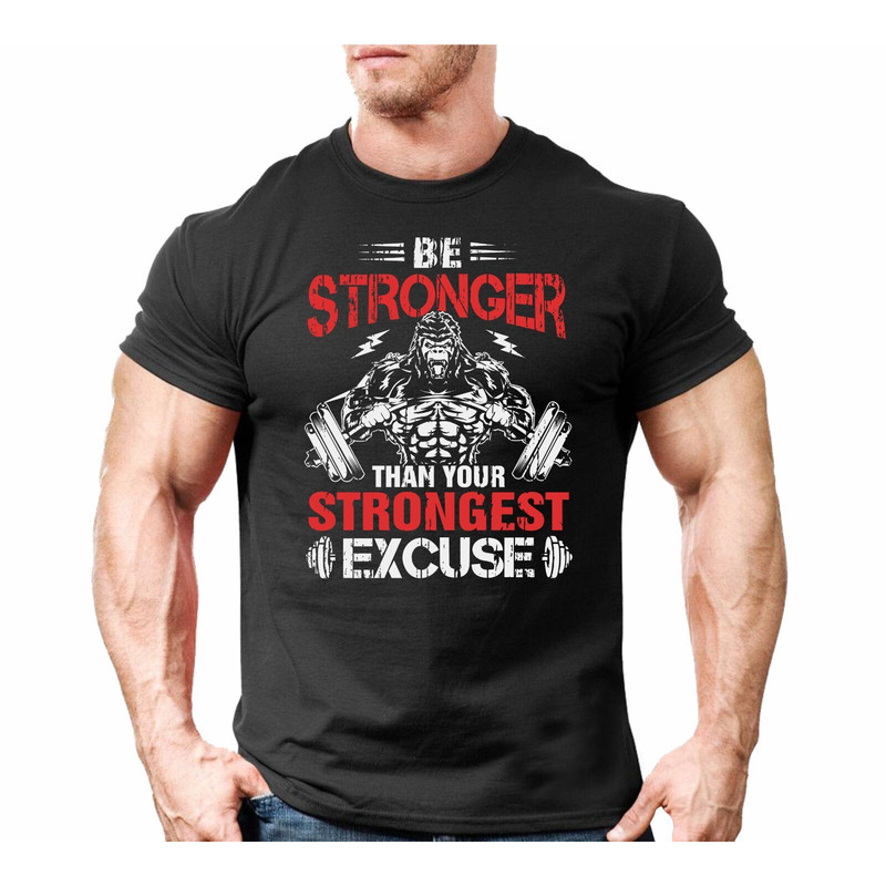 Be Stronger Gorilla T-Shirt Gym Men Bodybuilding Weighlifting Training Motivation Running Yoga Top Tee.jpg