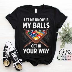 billiards cue sport game pool balls billiard player gift funny t-shirt, playing play stick sports games, strike snooker,