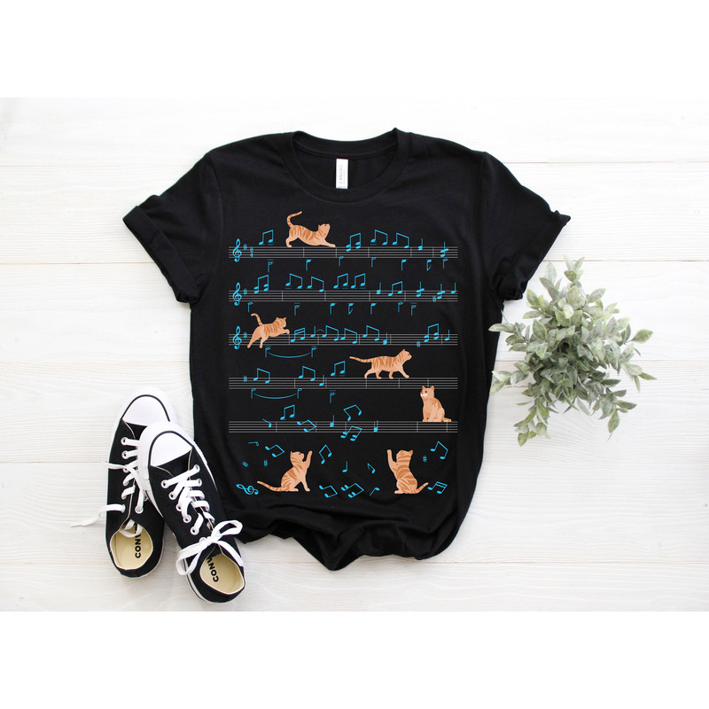 Cute Cat Kitty Playing Music Note Clef Musician Art Pianist T-Shirt, Cats Lovers Gift, Guitar Players Piano School Students Teachers Singers.jpg