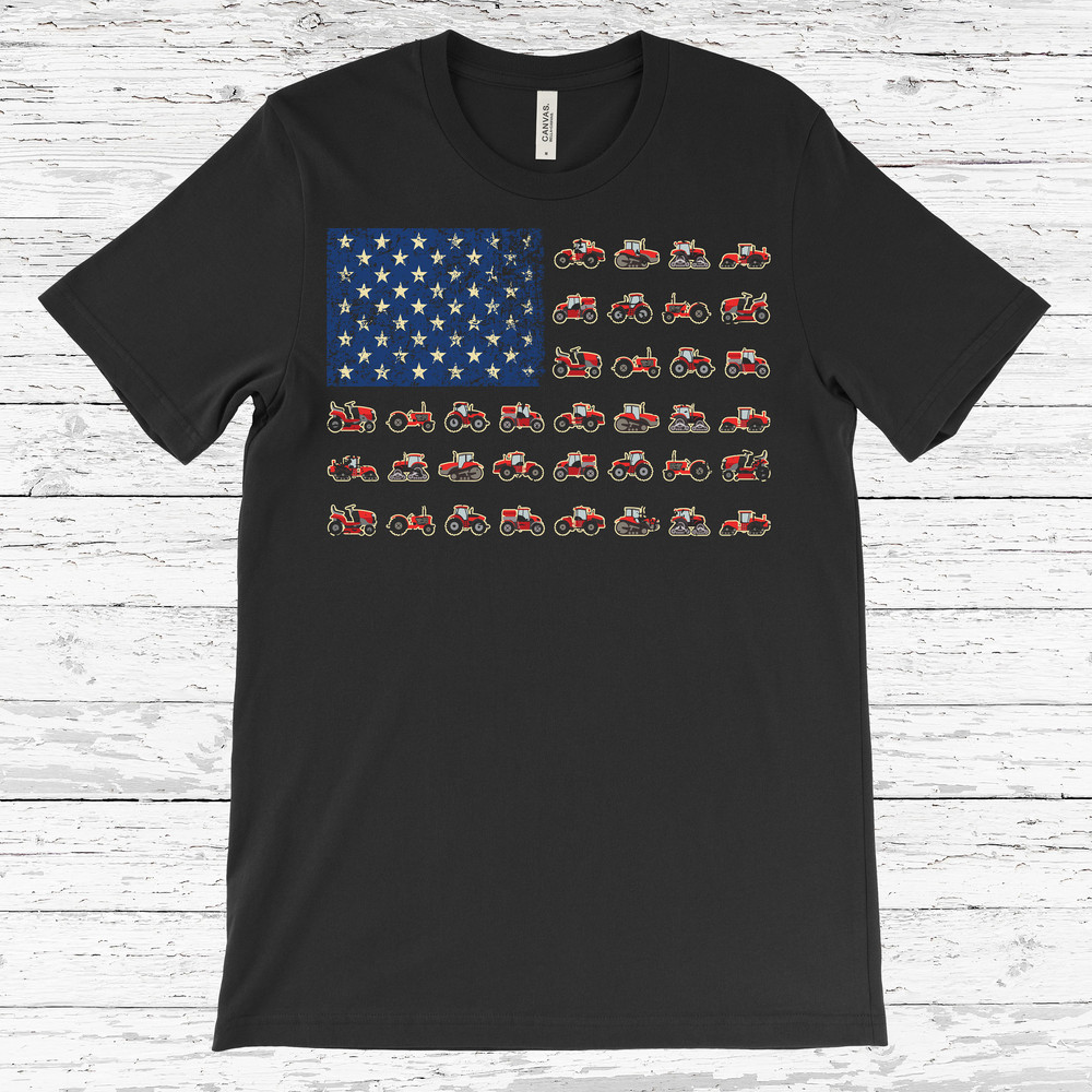 Farming Vehicles Cars Vintage Patriotic American Flag T-Shirt, Tractor Lovers, Farmer Gifts, Farm Dad Adult, Kids, Youth, Toddler, Top Tees,.jpg