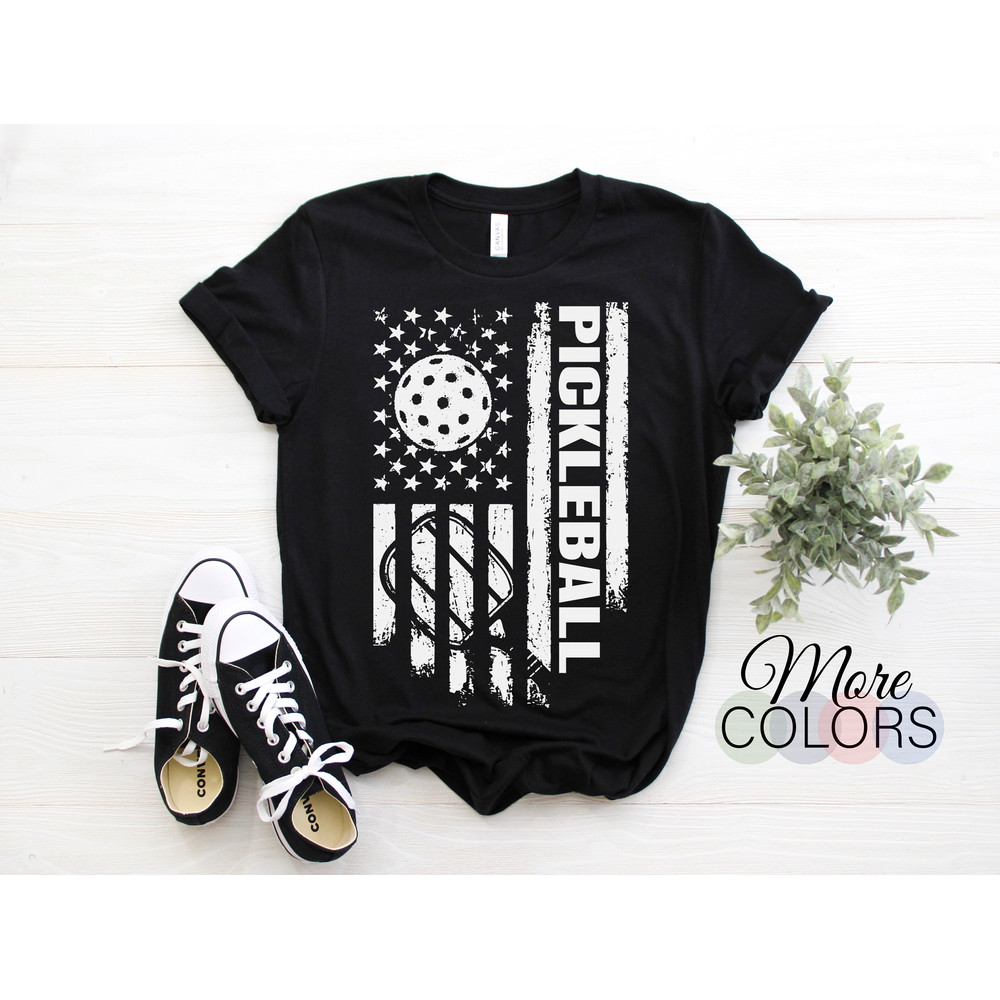 Pickleball American Flag USA US Pickleballs Player T-Shirt, Gift For Coach, Playing Paddle Sports Lover Dad Mom Husband Grandpa Father's Day.jpg