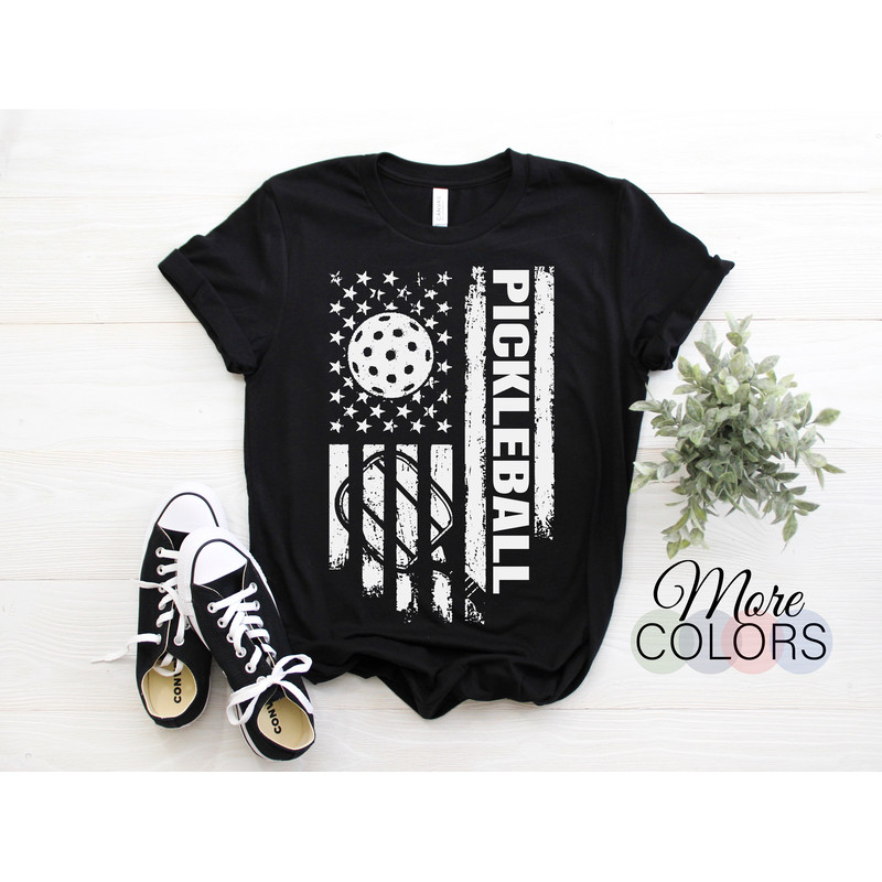 Pickleball American Flag USA US Pickleballs Player T-Shirt, Gift For Coach, Playing Paddle Sports Lover Dad Mom Husband Grandpa Father's Day.jpg