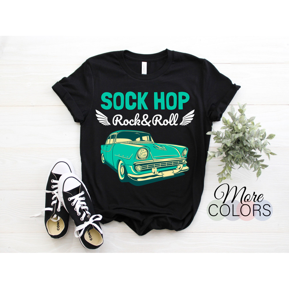 Sock Hop Rock And Roll Dance Retro 1950s Party Doo Wop Rockabilly Pink T-Shirt, 50s Lover Costume For Women Men, Vintage Retro Dancer Gift,-1.jpg