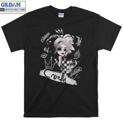 cruella artsy disney classic t-shirt hoody kids child tote bag tshirt s-m-l-xl-xxl-3xl-4xl-5xl gildan oversized men wome