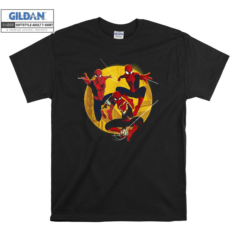 Triple Spider-Man Figure T-shirt Hoodie Kids Child Tote Bag Tshirt S-M-L-XL-XXL-3XL-4XL-5XL Gildan Oversized Men Women Unisex A701.jpg