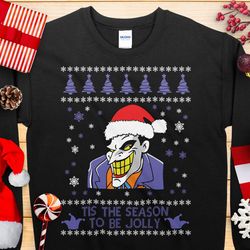joker xmas jumper jumper sweater men's & women's novelty funny christmas sweatshirt jumper present gift fun print chris