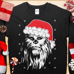 wookkie santa hat jumper sweater men's & women's novelty funny christmas sweatshirt jumper present gift fun print chris