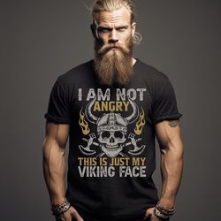 i'm not angry this is my viking face t-shirt men's viking themed shirt norse god tee shirts vikings shirt valhalla v