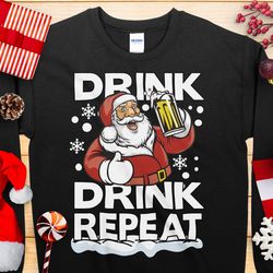 drink repeat santa christmas jumper sweater men's & women's novelty funny christmas sweatshirt jumper present gift fun