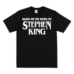 stephen king t-shirt, minimalist book cover credits, for fans of horror movies, based on the novel by stephen king, horr