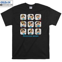 disney pinocchio moods cute face t-shirt hoody kids child tote bag tshirt s-m-l-xl-xxl-3xl-4xl-5xl gildan oversized men