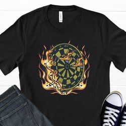 flaming darts t-shirt, darts gift, dart board, dart master shirt, game day shirt, target board, dartboard shirt, graphic