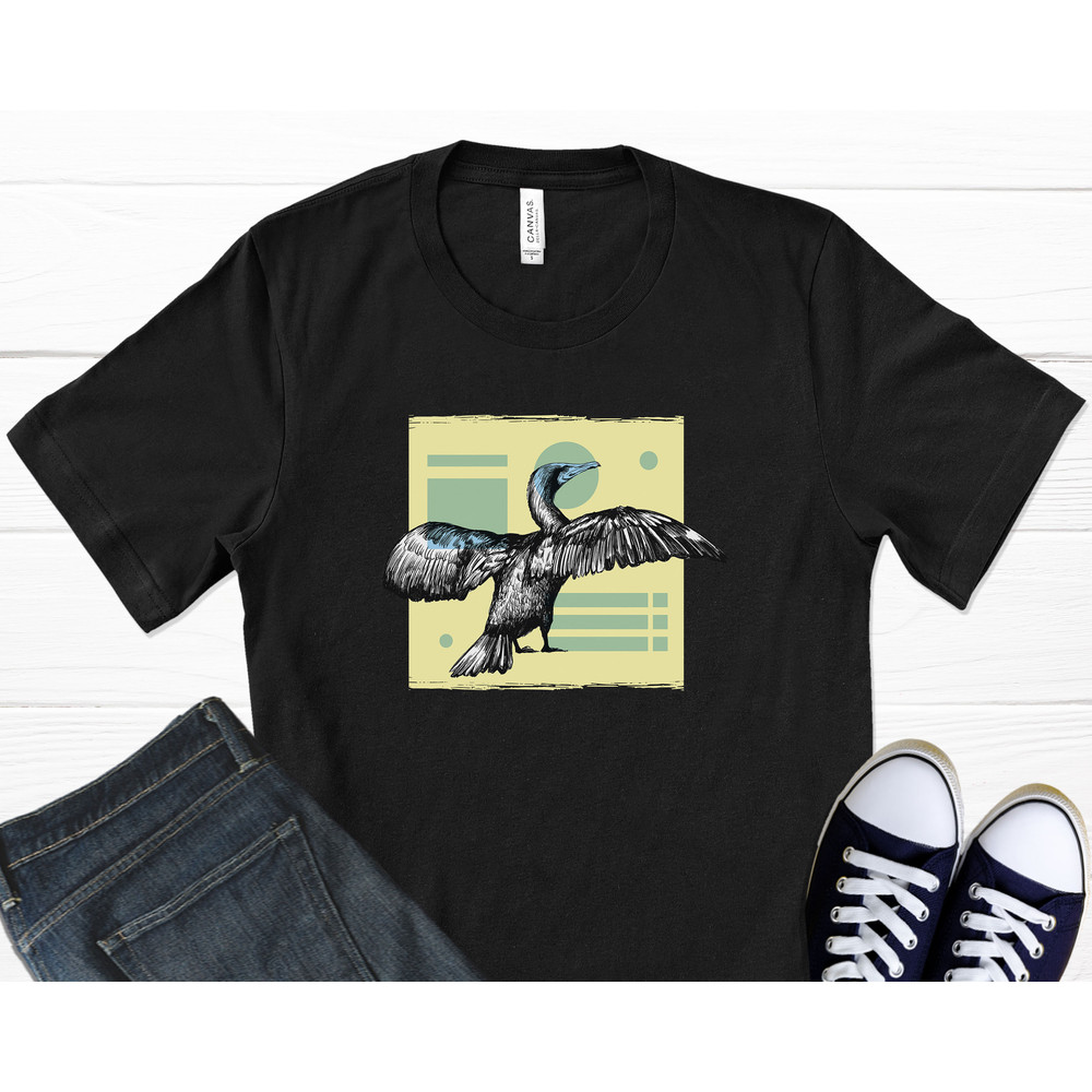 Cormorant Bird T-Shirt, Bird Print, Bird Art, Bird Watcher Gift, Bird Art Print, Blue Bird, Bird Nerd, Free Bird, Graphic T-Shirt.jpg