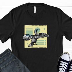 cormorant bird t-shirt, bird print, bird art, bird watcher gift, bird art print, blue bird, bird nerd, free bird, graphi