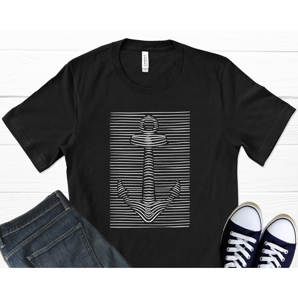 3D Anchor T-Shirt, Navy Anchor, Sailing Shirt, Navy Shirt, Cruise Shirts, Line Art Shirt, 3d Print, Line Art Print, Graphic T-Shirt.jpg