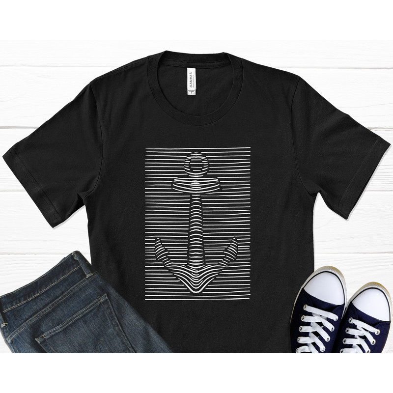3D Anchor T-Shirt, Navy Anchor, Sailing Shirt, Navy Shirt, Cruise Shirts, Line Art Shirt, 3d Print, Line Art Print, Graphic T-Shirt.jpg