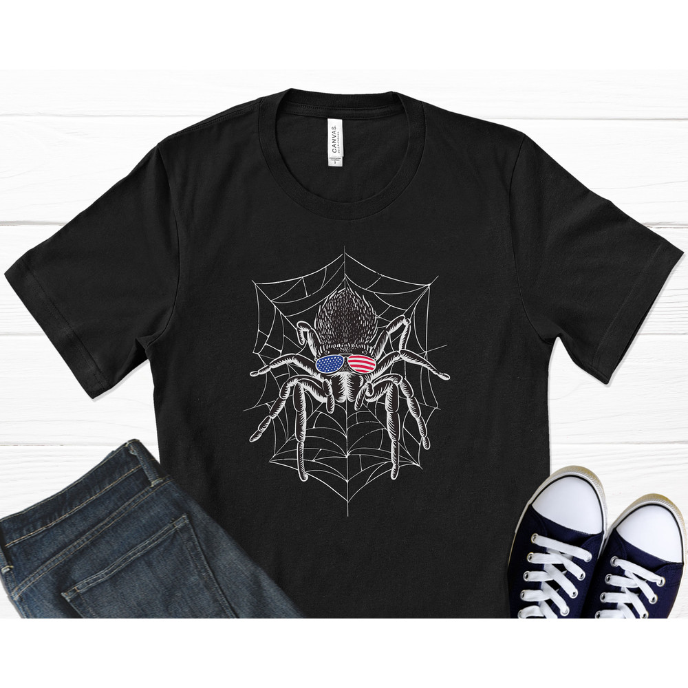 American Tarantula Spider T-Shirt, Usa Shirt, American Flag Shirt, America Gift, Insect Shirt, Bug Shirt, Spider Web, Graphic T-Shirt.jpg