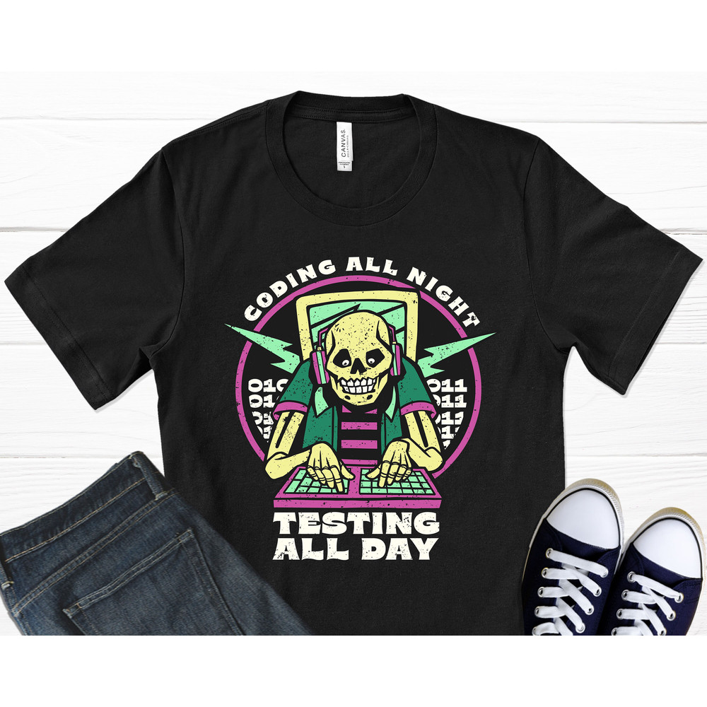 Coding Skeleton T-Shirt, Work Shirt, Programmer Gift, Coding Shirt, Skull Art Print, Engineering Shirt, Computer Shirt, Graphic T-Shirt.jpg
