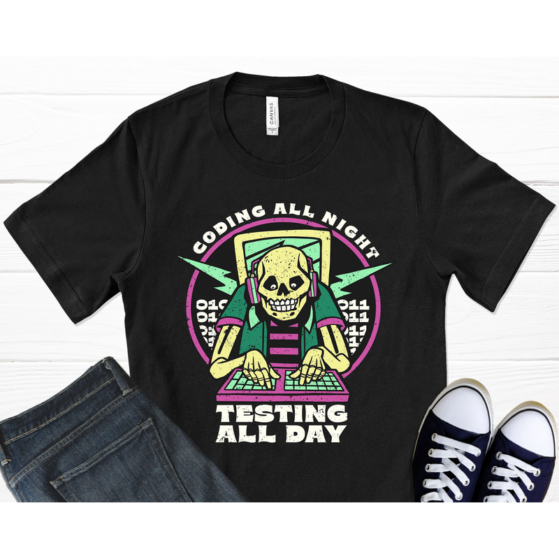 Coding Skeleton T-Shirt, Work Shirt, Programmer Gift, Coding Shirt, Skull Art Print, Engineering Shirt, Computer Shirt, Graphic T-Shirt.jpg